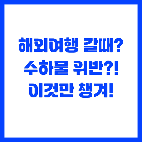 해외여행 준비물과 헷갈리는 수하물 규..