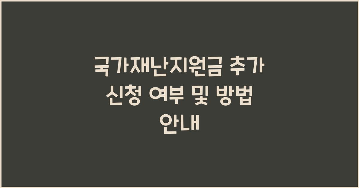 국가재난지원금 추가 신청 여부