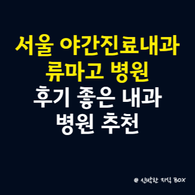 서울 야간진료내과 류마고 병원, 후기 좋은 내과 병원 추천