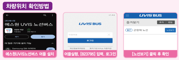 벚꽃투어버스 차량 위치 확인하는 방법(에스원 UVIS 노선버스)