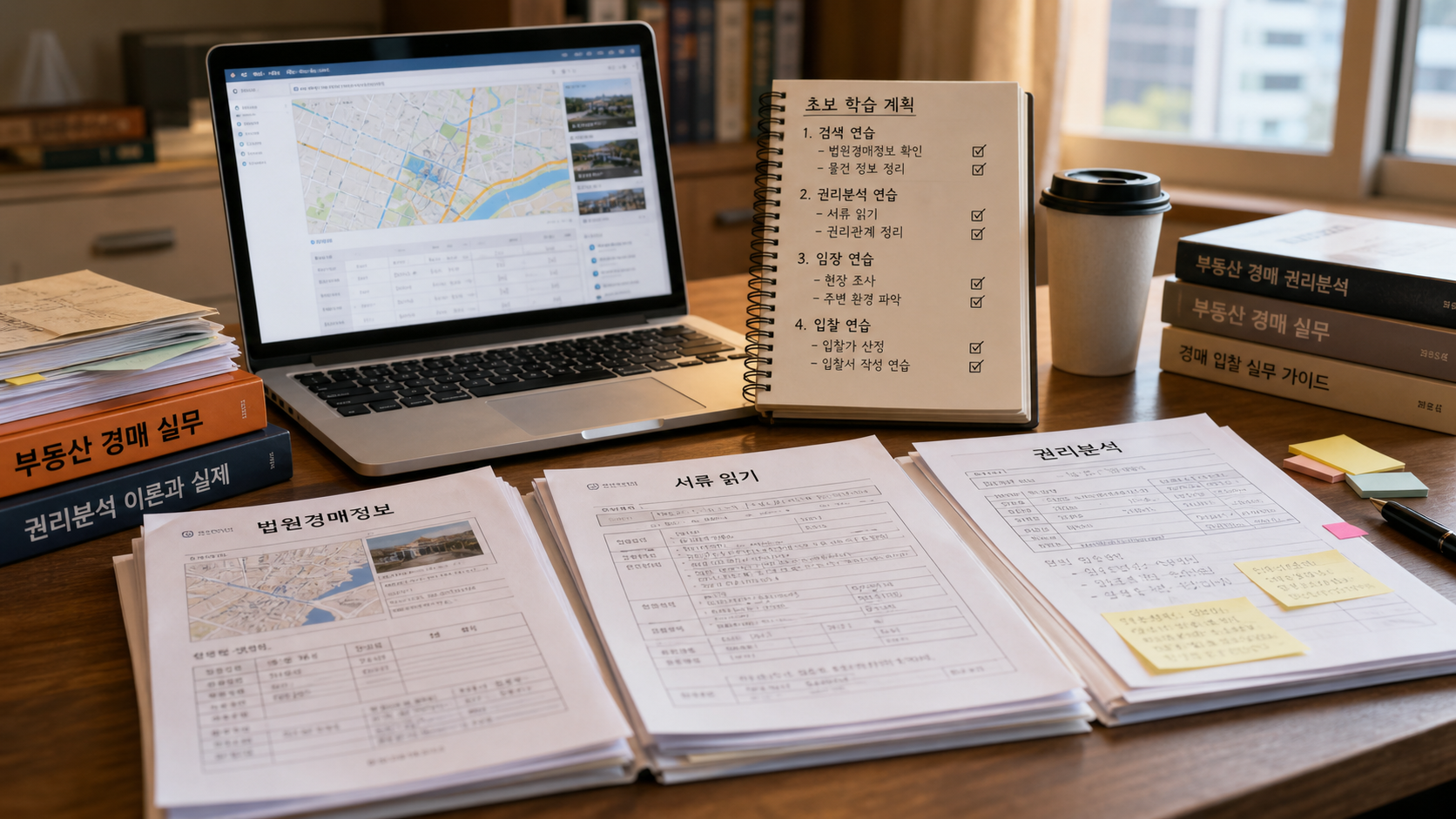 법원경매정보와 서류 읽기를 법원 서류에서 확인하는 모습