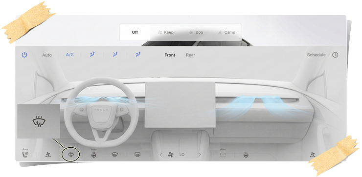 테슬라 모델 Y 주니퍼 겨울철 사이드미러 히터 성에 제거 사용법