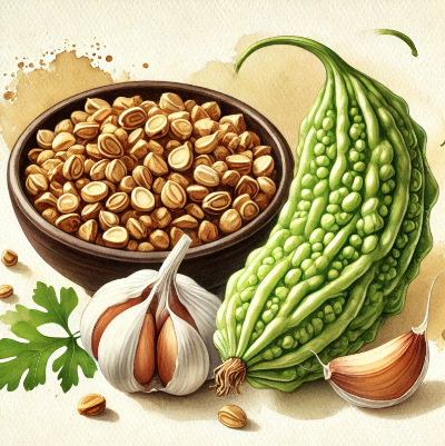 페뉴그릭(호로파) 씨앗, 여주와 마늘