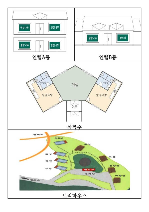 중미산자연휴양림 객실배치도