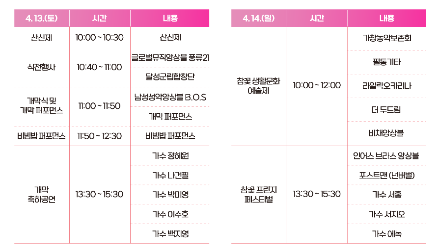 참꽃문화제 프로그램