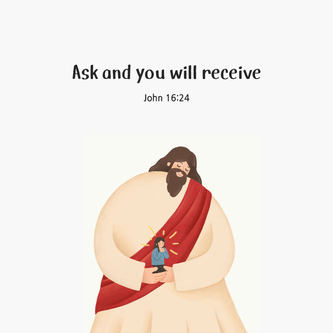 Today's Bible verse card John 16:24 scripture image