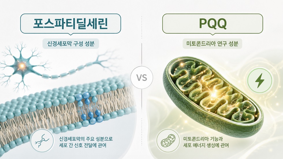 포스파티딜세린의 신경세포막 역할과 PQQ의 미토콘드리아 연구 방향 비교