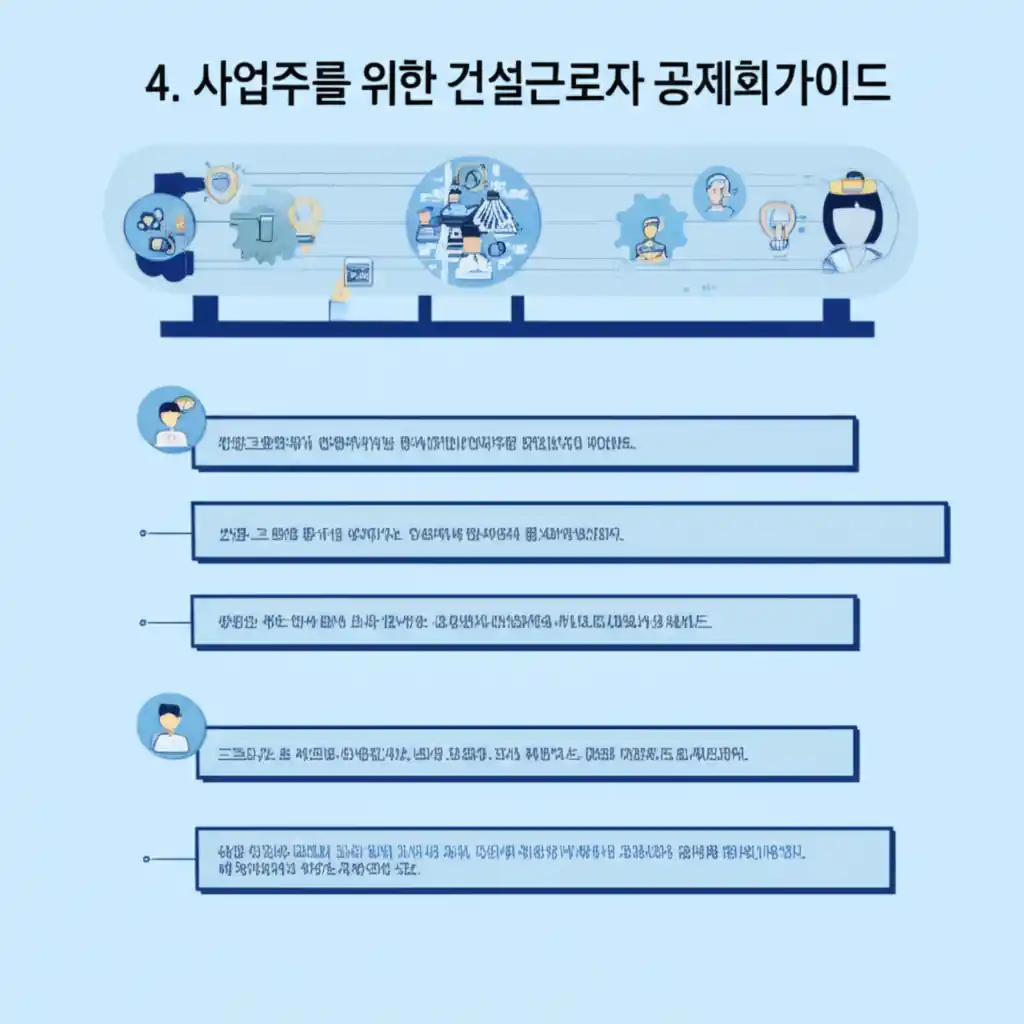 사업주를 위한 건설근로자 공제회 핵심 가이드 내용을 담은 자료 이미지