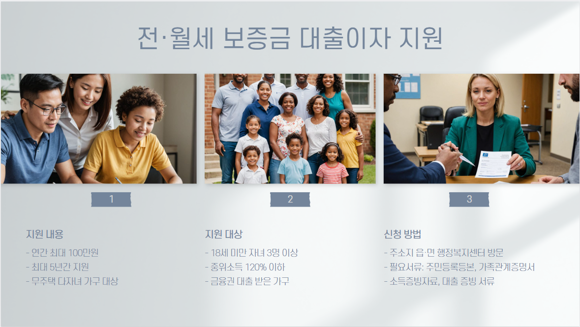 충청권 다자녀 지원 정책: 충청남도 주거 지원 상세 내용