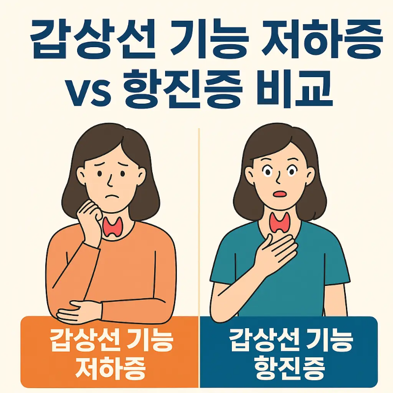 갑상선 저하증 vs 항진증 비교 문구가 들어간 썸네일