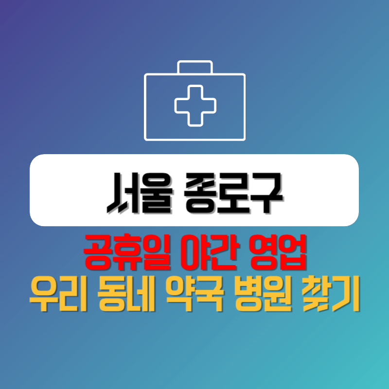 서울 종로구 공휴일 야간 영업 우리 동네 약국 병원 찾기