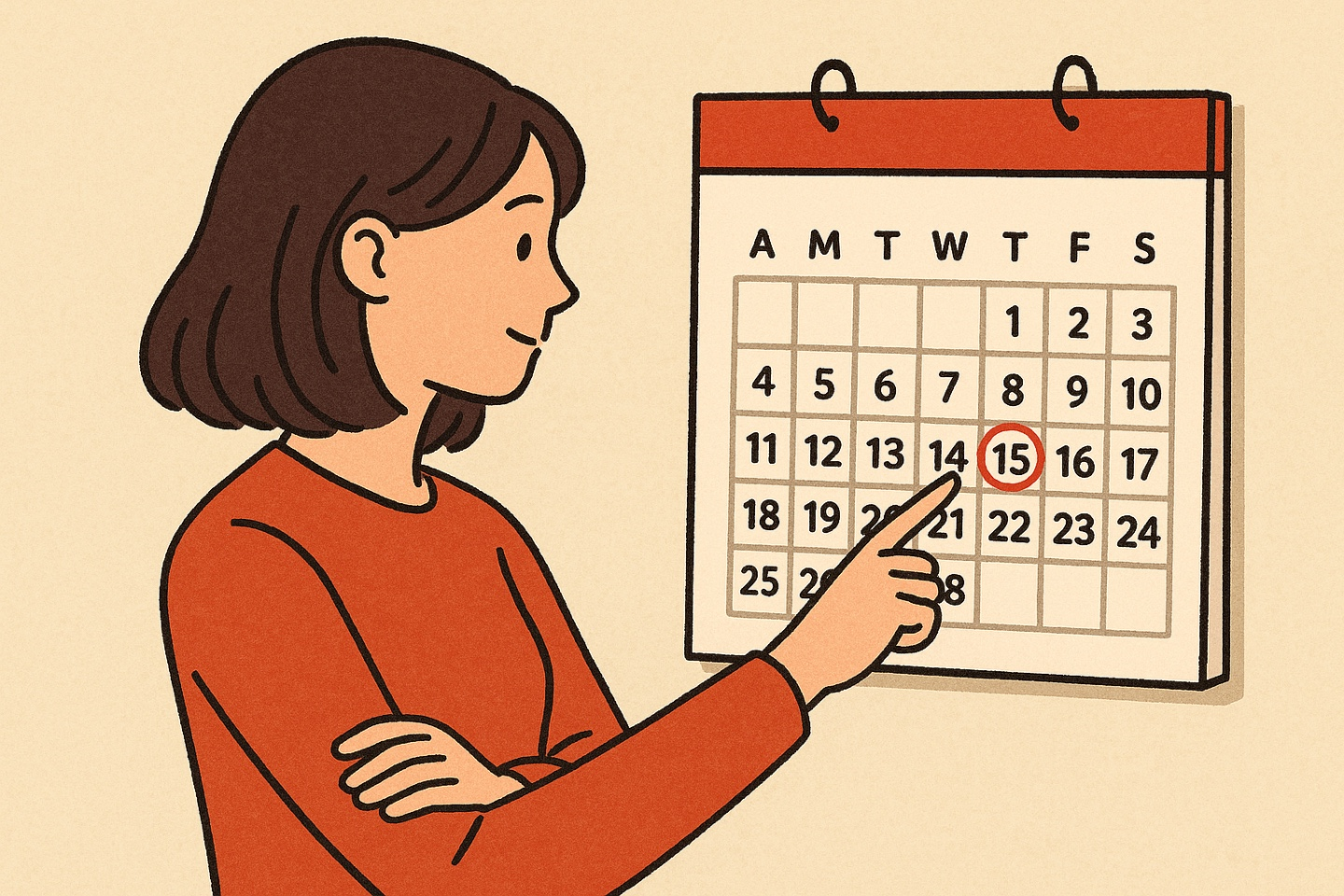 생리주기 확인하는 여성 사진