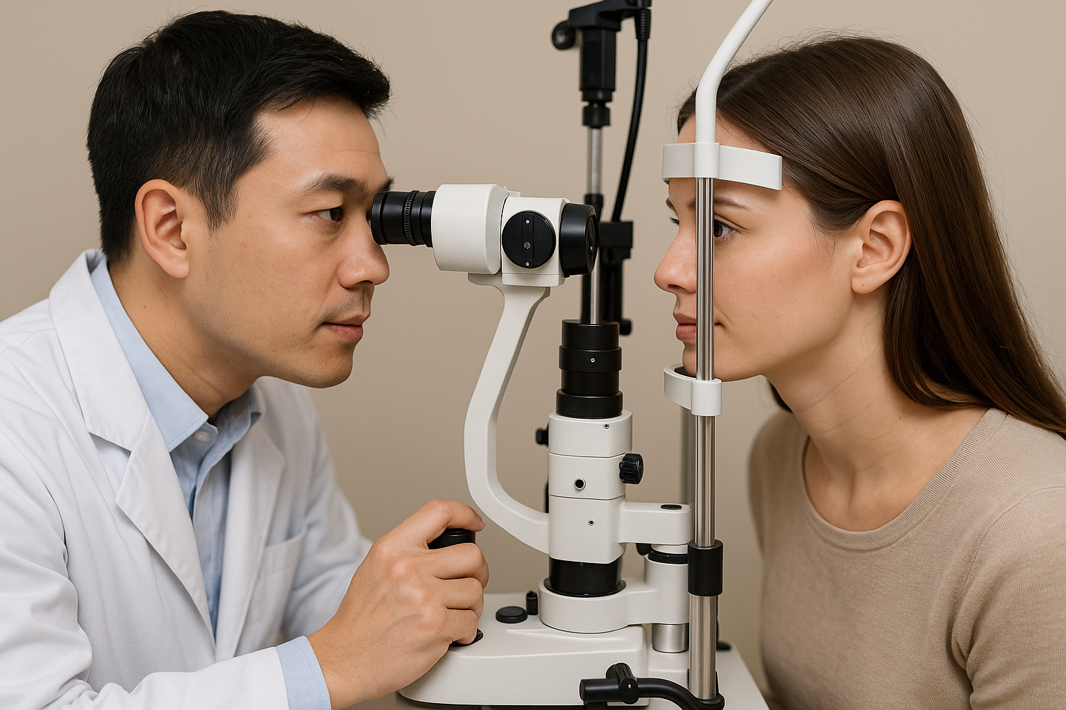 안과 진료 받는 중