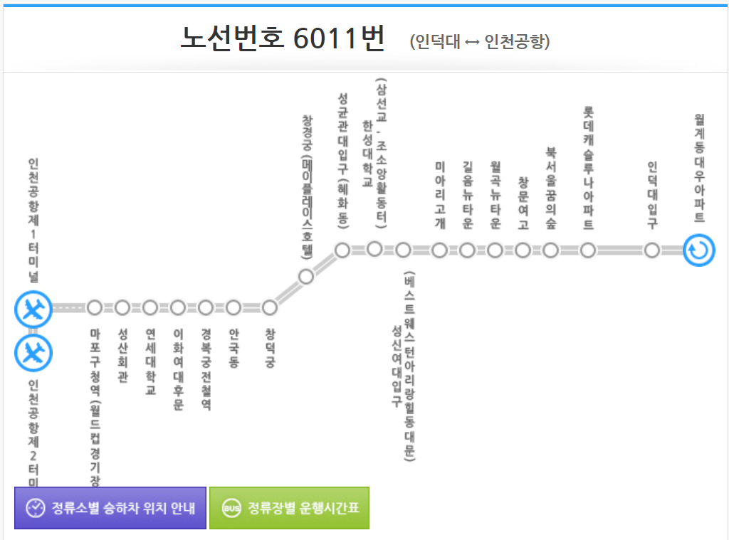 공항버스 6011 노선도