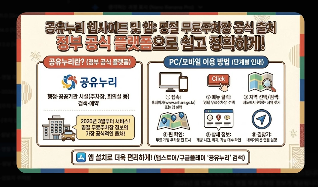 명절 무료주차장 확인(2026년, 설 연휴, 개방 현황)(+ 조회 방법)
