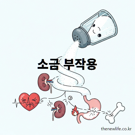 소금 과다 섭취로 인한 부작용: 심장, 신장, 위 건강에 미치는 영향 이미지
