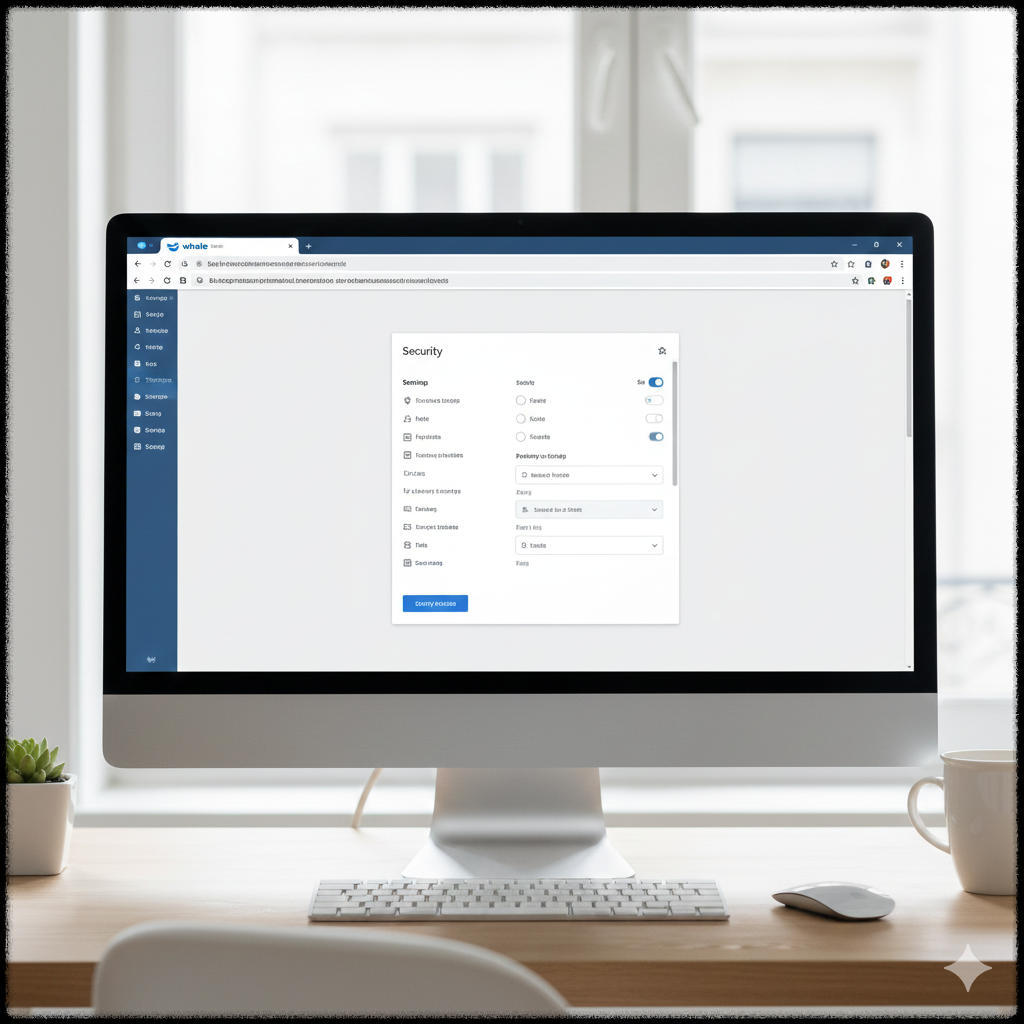 웨일 브라우저의 보안 설정을 하는 장면