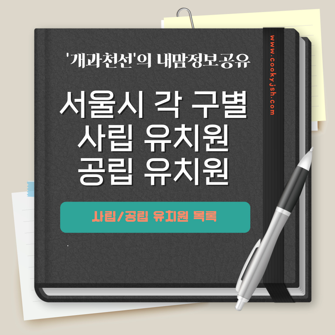 개과천선의 내맘정보공유-서울시 각 구별 사립유치원&#44; 공립유치원&#44; 병설유치원 리스트(목록)