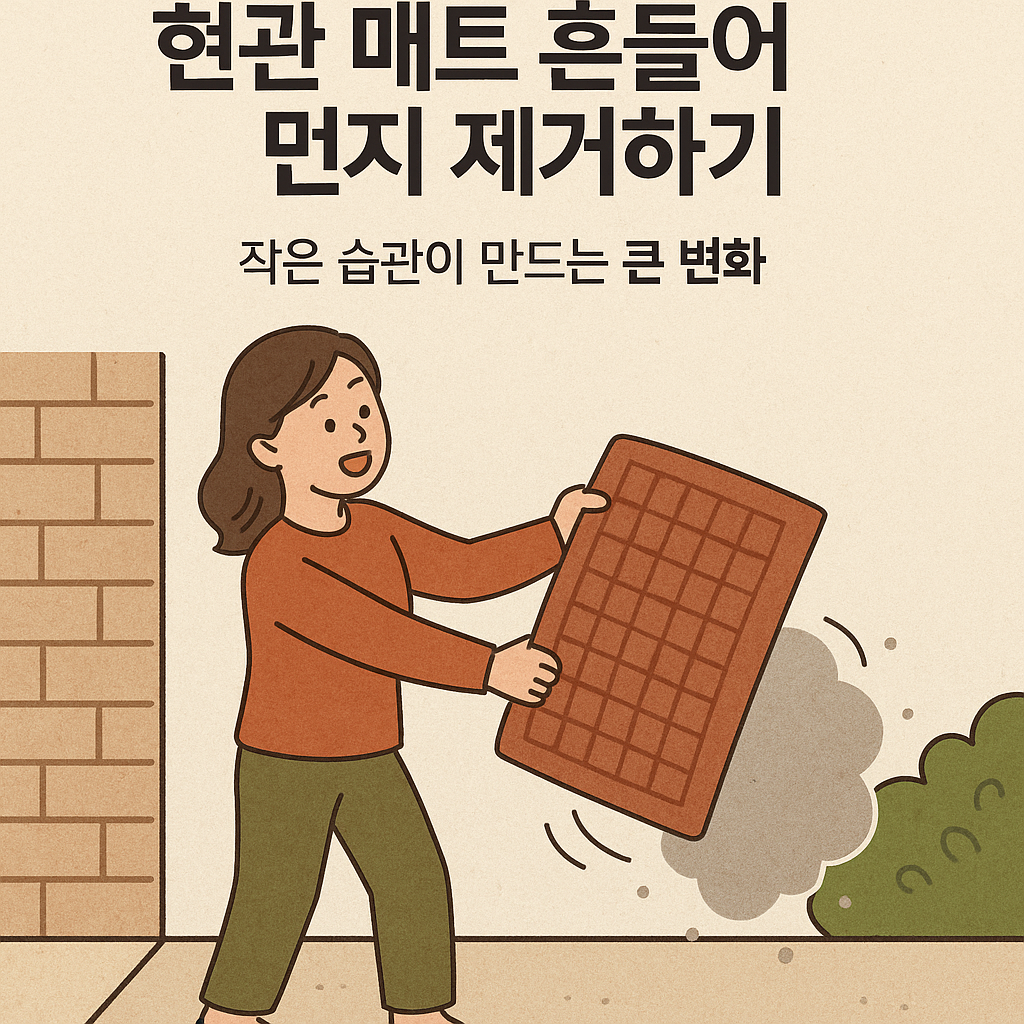 현관 매트 흔들어 먼지 제거하기 &ndash; 작은 습관이 만드는 큰 변화