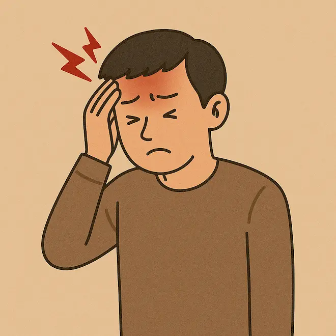 편두통으로 힘들어하는 남자