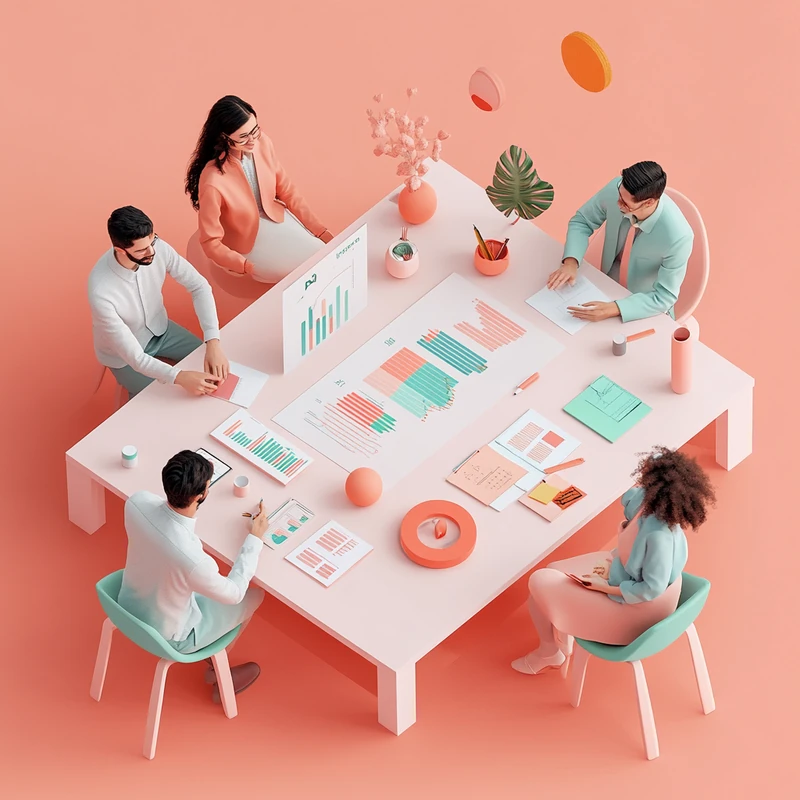 다양한 젊은 직장인들이 모여 연금 ETF 월배당 전략과 장기 재무설계에 대해 토론. 연금 월배당 추천, 젊은 세대 노후준비, 팀워크, 재테크 정보 공유, 지속 가능한 투자