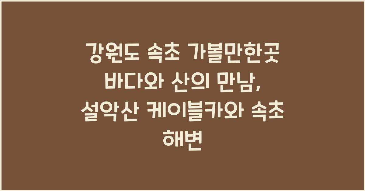 속초 가볼만한곳