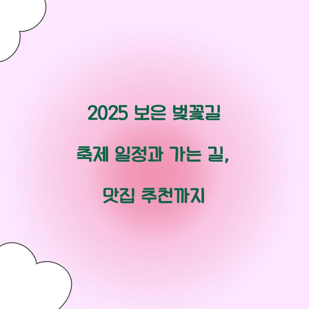 보은 벚꽃길 축제 일정
