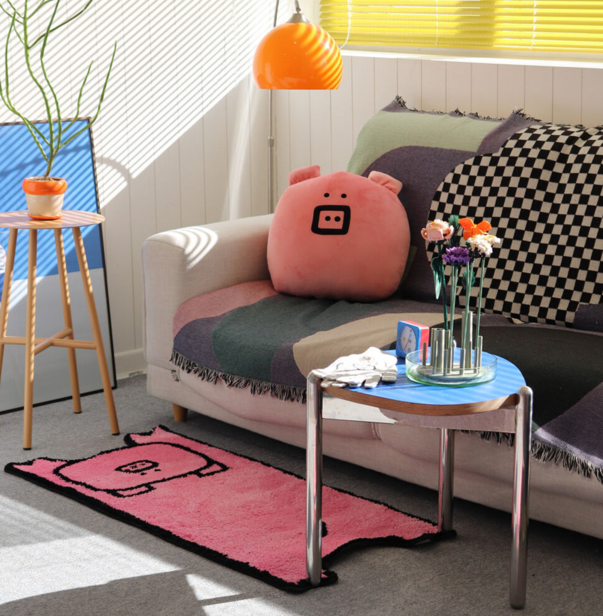 돼지 모양 러그 인테리어 사진