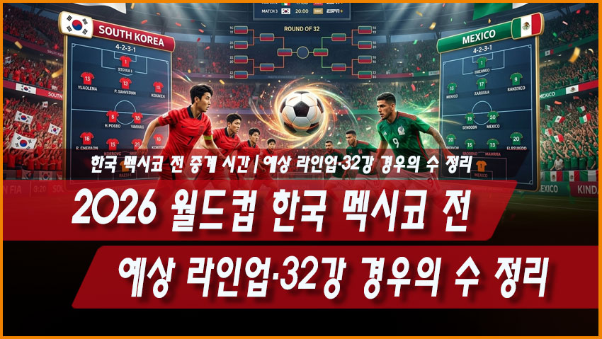 2026 월드컵 한국 멕시코전 중계 시간|예상 라인업·32강 경우의 수 정리