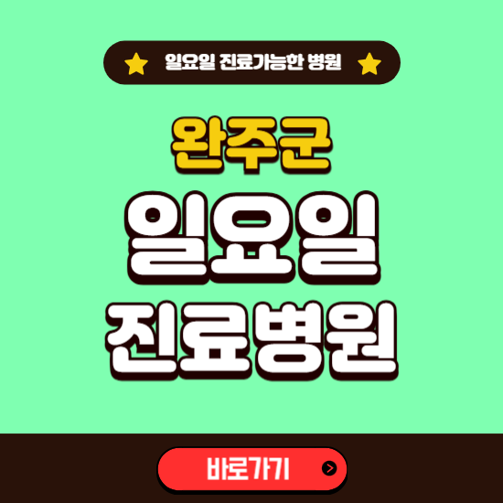 완주군 일요일 진료 가능한 병원 ❘ 주말 문여는 곳 총정리 (소아과, 내과, 안과, 치과, 피부과, 정형외과, 산부인과)