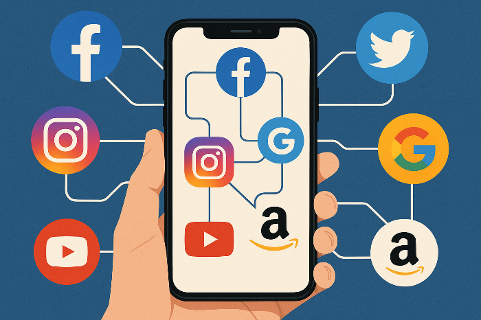 SNS 플랫폼 간의 관계형 구조를 표현한 이미지