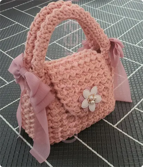 디어크로쉐 DIY 진달래꽃 리본 가방