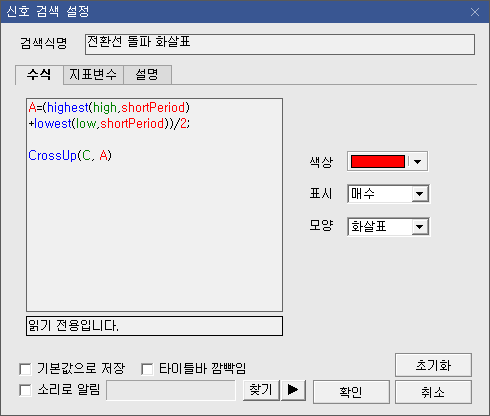 전환선 돌파 수식 1)