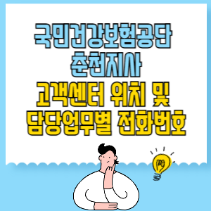 국민건강보험공단 춘천지사 고객센터 위치 및 담당업무별 전화번호