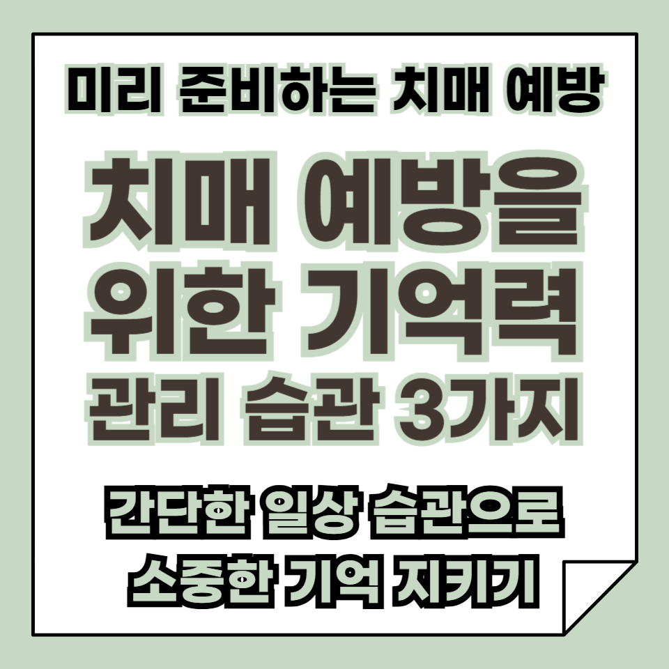 치매 예방을 위한 기억력 관리 습관 3가지