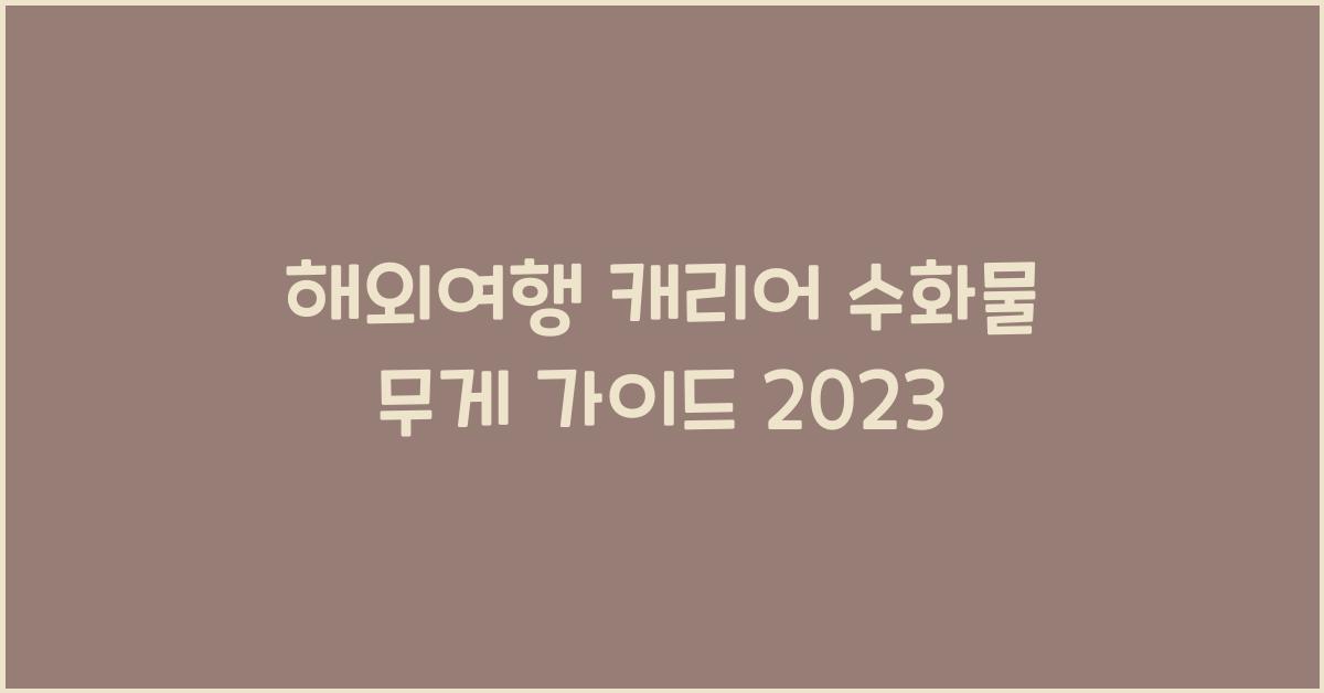 해외여행 캐리어 수화물 무게