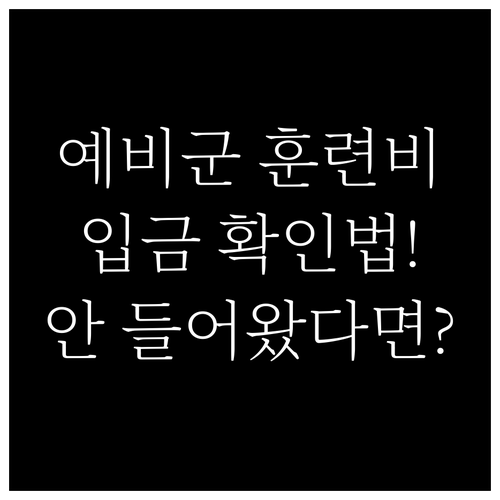 예비군 훈련비 입금 확인법과 미지급 ..