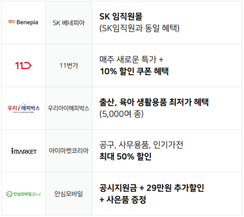 중소기업 복지플랫폼 SK 베네피아 11번가 인터넷 쇼핑