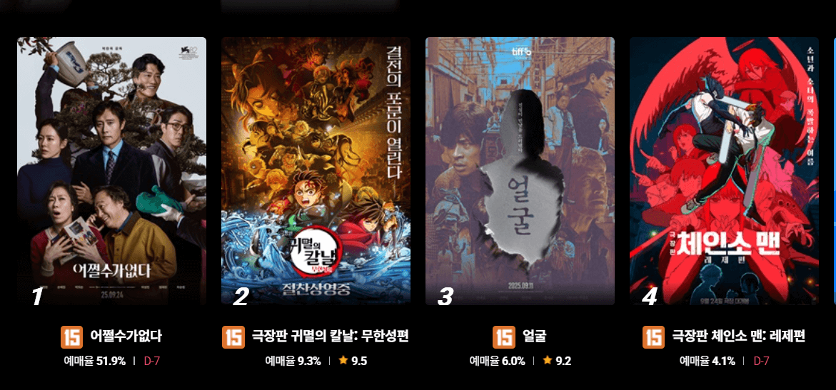 롯데시네마 상영시간표