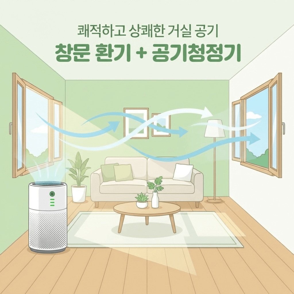 맞바람 환기와 공기청정기 병행 실내 공기 관리법