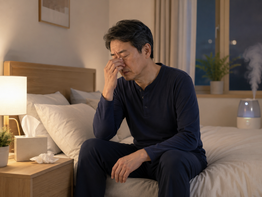 잠들기 전 코가 답답한 남자