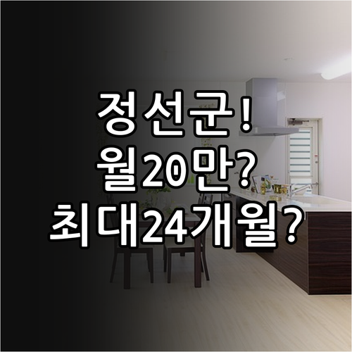 정선군 청년월세 지원 월 20만원 최..