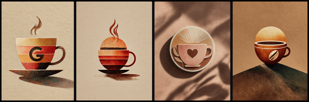 따뜻한 색감과 미니멀 구성으로 완성된 카페 브랜드 로고_Midjourney