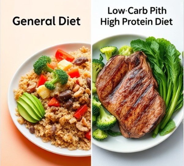 일반 다이어트 vs 저탄수 고단백 식단