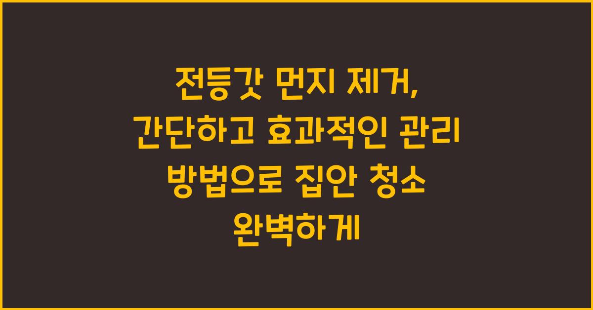 전등갓 먼지 제거, 간단하고 효과적인 관리 방법