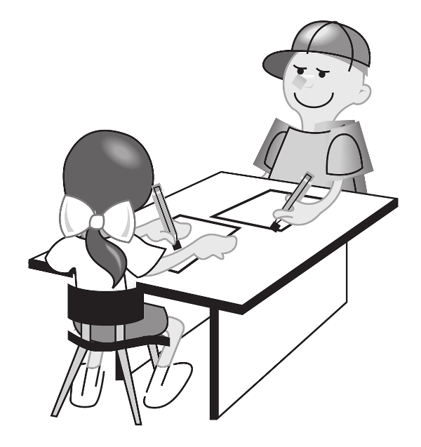 Students with desks and chairs