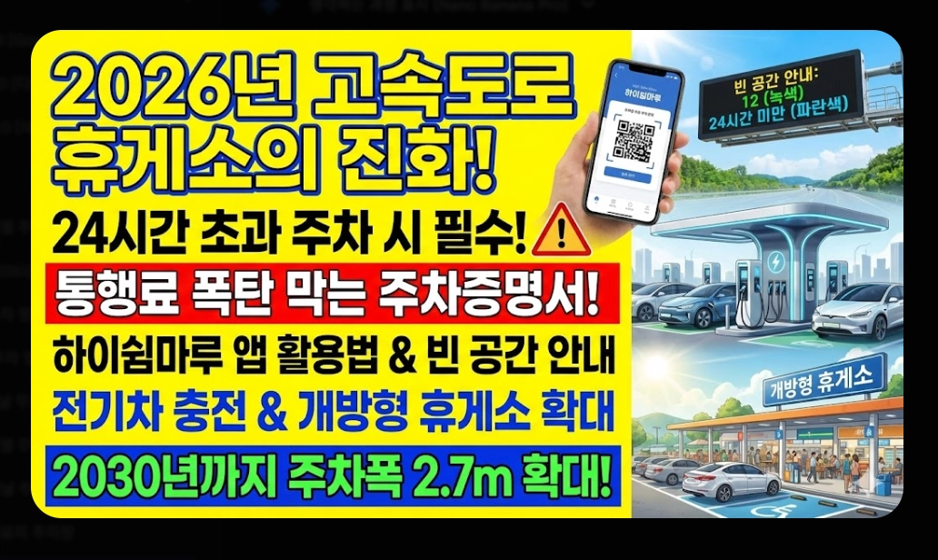 고속도로 휴게소 주차(2026년, 기본 규정, 안내 시스템)(+ 개방형 휴게소)