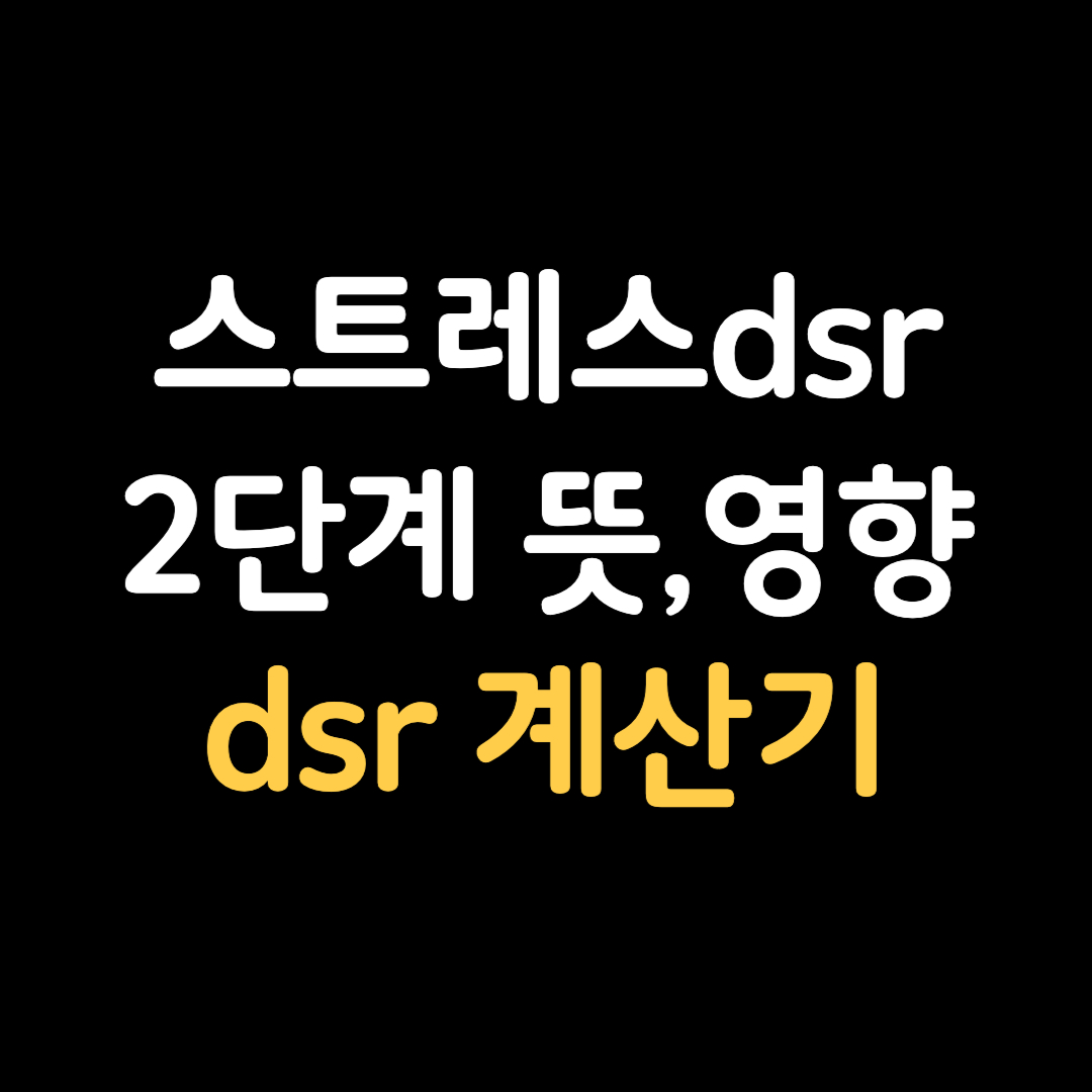 스트레스dsr 2단계 시행에 따른 영향 및 스트레스dsr 계산기 바로가기