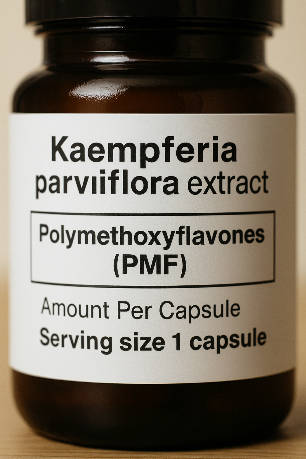 흑생강(파비플로라) 보충제 라벨 클로즈업 — PMF 표준화와 1회 섭취량 확인 가이드