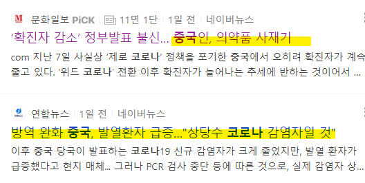 중국 의약품 사재기 및 발열환자 급증